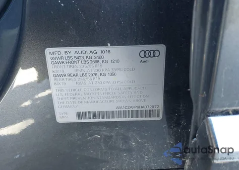 2017 Audi Q5 2.0T Premium from USA, damaged, VIN WA1C2AFP6HA072872